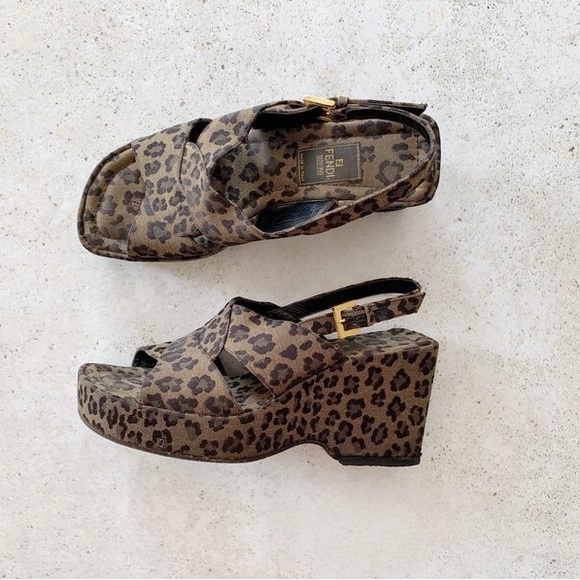 🐆 Vintage FENDI Shoes Sandals Platform Heels - Picture 8 of 8